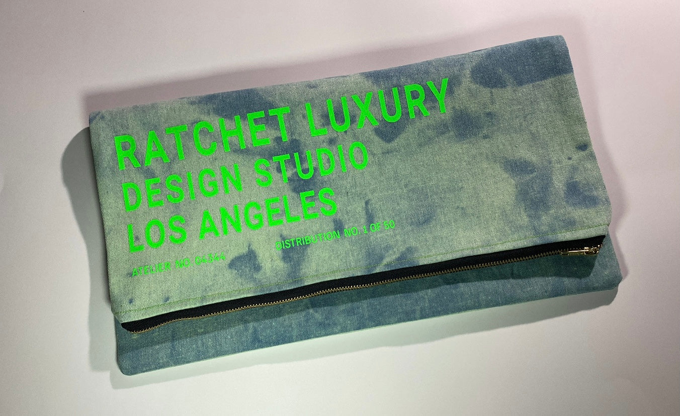 Oversized Signature Fold Over Clutch - Neon Green