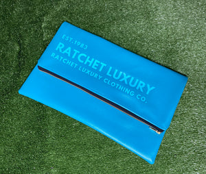 SIGNATURE FOLD OVER OVERSIZED CLUTCH - TEAL