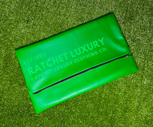 SIGNATURE FOLD OVER OVERSIZED CLUTCH - GREEN