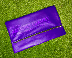SIGNATURE FOLD OVER OVERSIZED CLUTCH - VIOLET